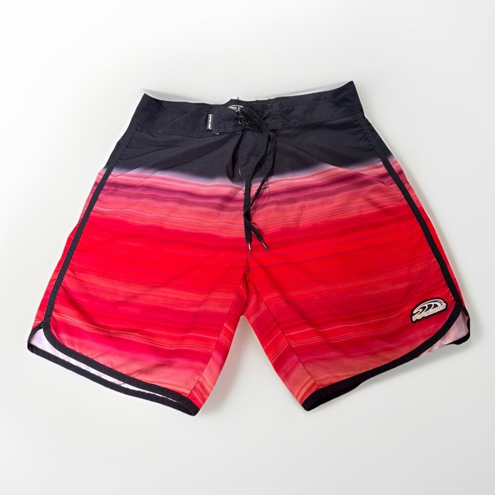 Pipeline Shorts Men's Board Shorts Size 34 red black Surf Y2K Swim trunks